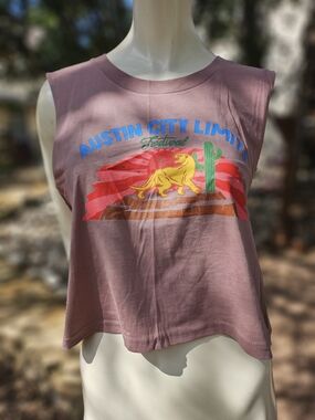 AS COLOUR Austin City Limits Festival 2023 Graphic Crop Top T-Shirt Dusty Fawn M